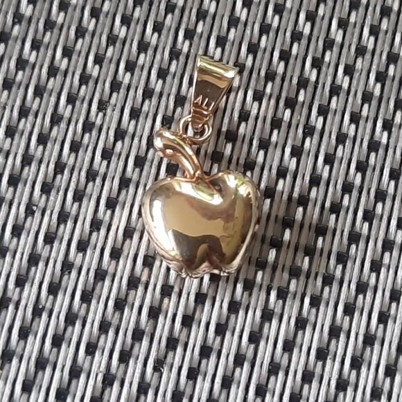 10k Solid Yellow Gold Apple Charm Pendant - Picture 5 of 8